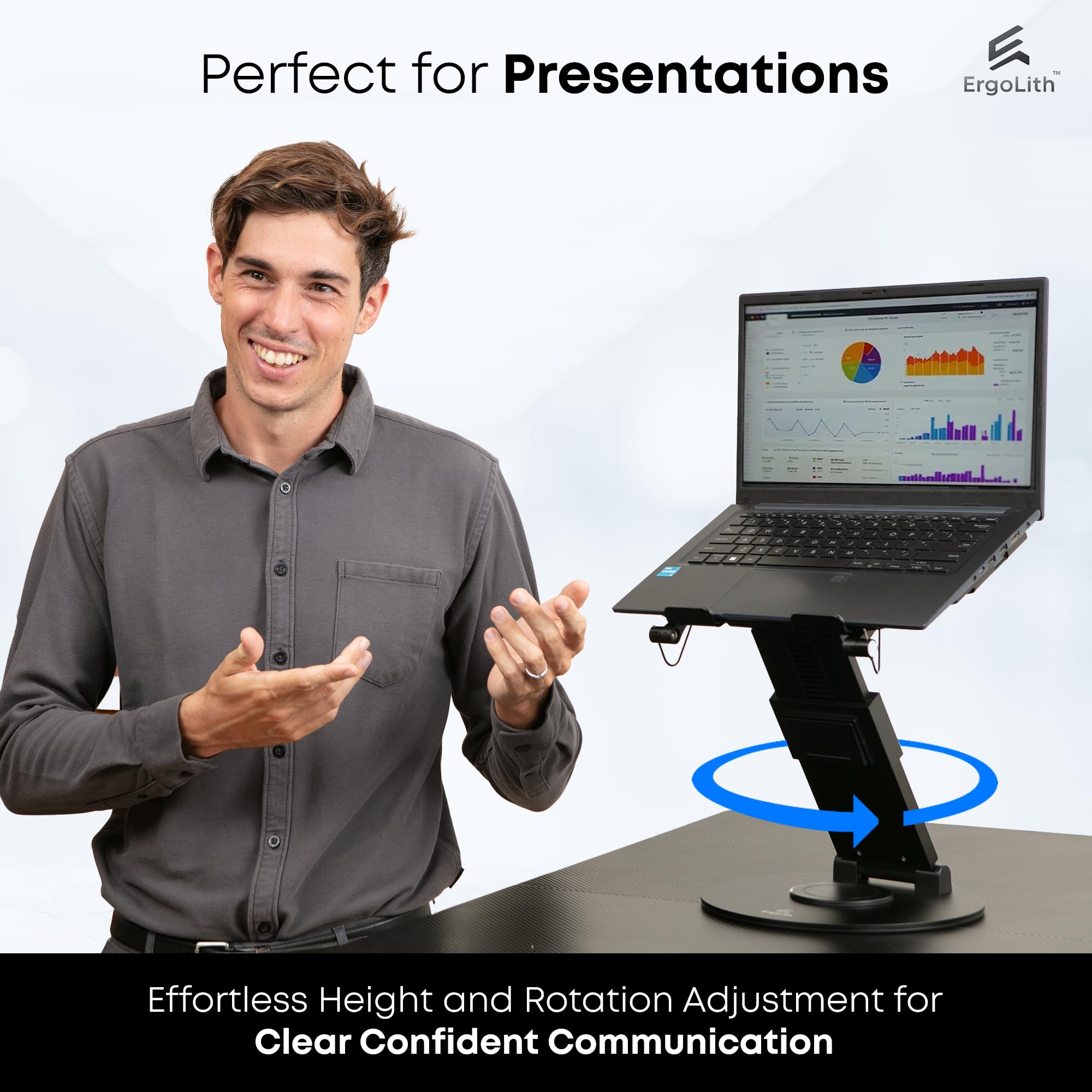 3-in-1 Adjustable Laptop Stand - Sky Black