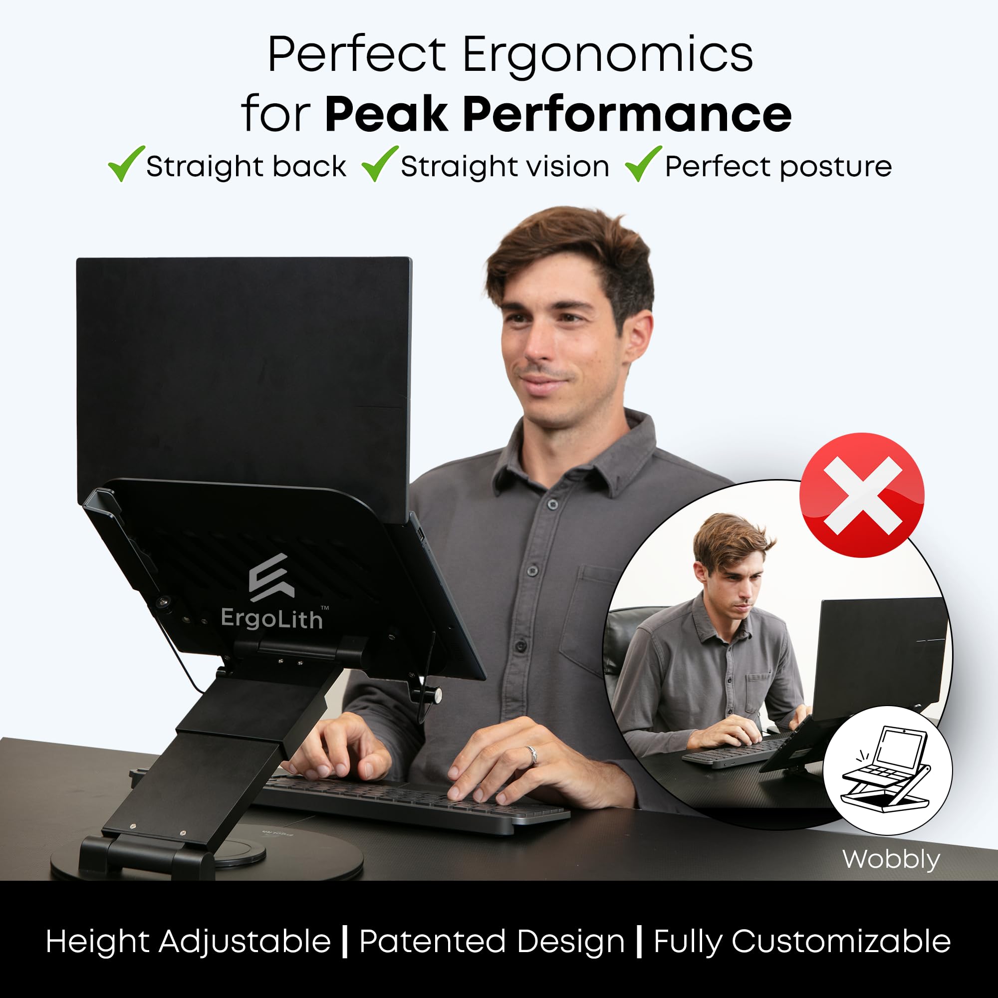 3-in-1 Adjustable Laptop Stand - Sky Black