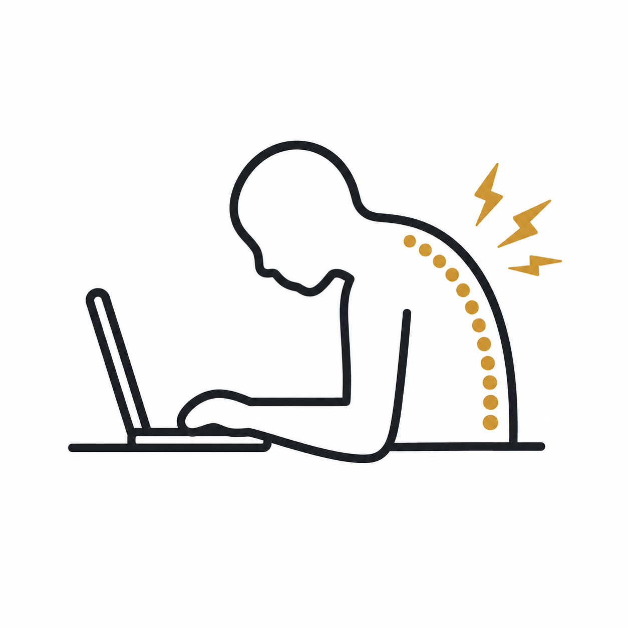 Poor posture from working on a laptop